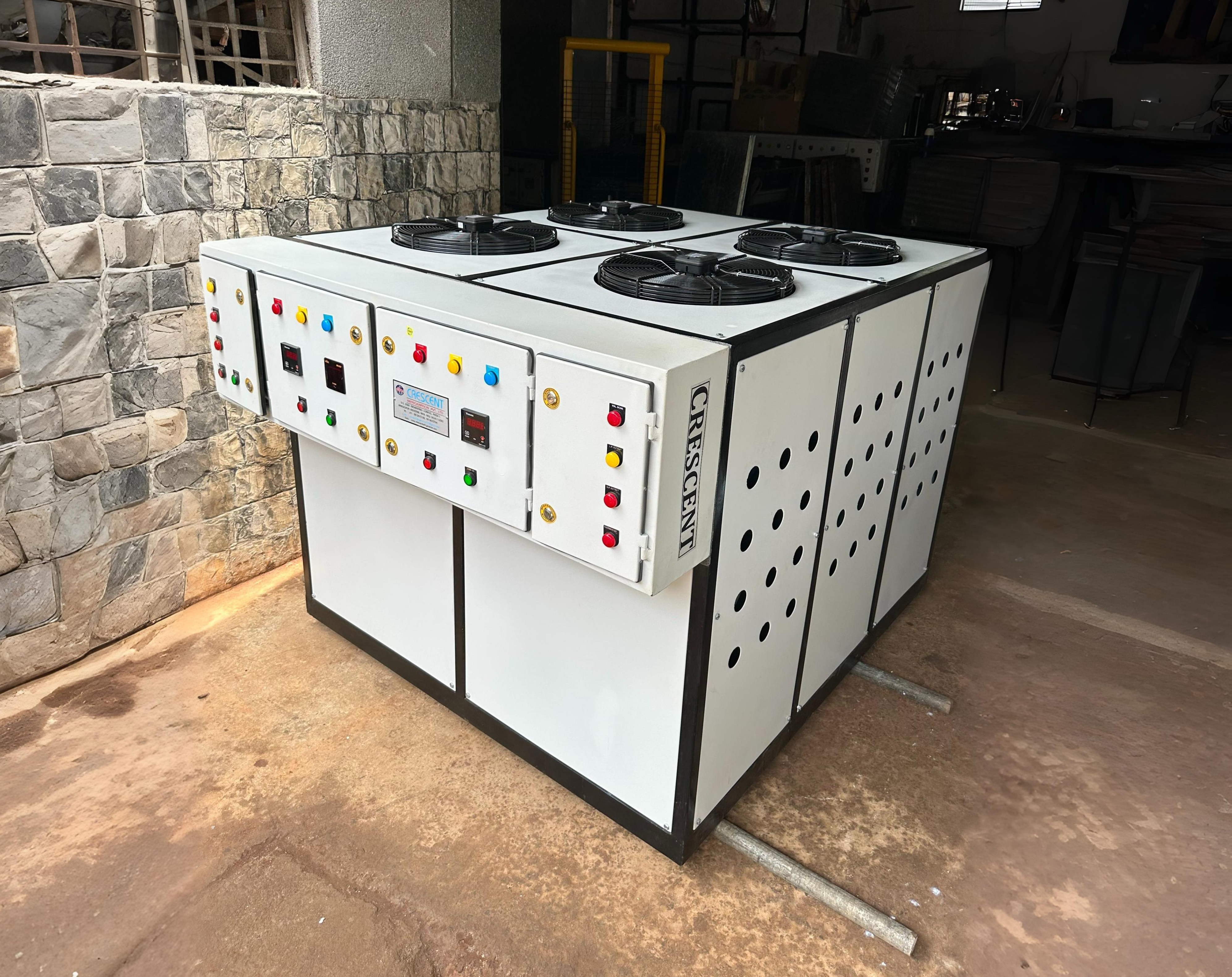 Screw chiller displayed at industry exhibition